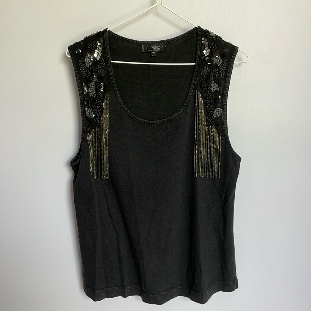 Beaded Chain Decal Topshop Tank Top